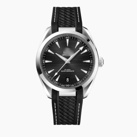 OMGA Seamaster Aqua Terra – Stripe Black / Rubber Strap - Top Baltic Watches