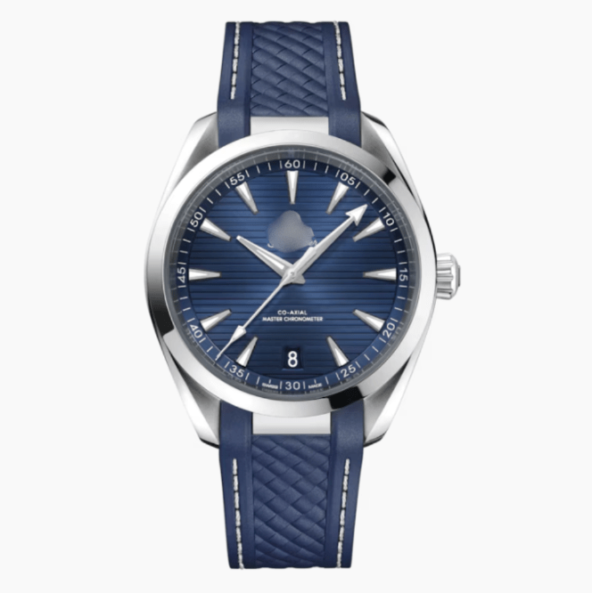 OMGA Seamaster Aqua Terra – Stripe Dark Blue / Rubber Strap - Top Baltic Watches