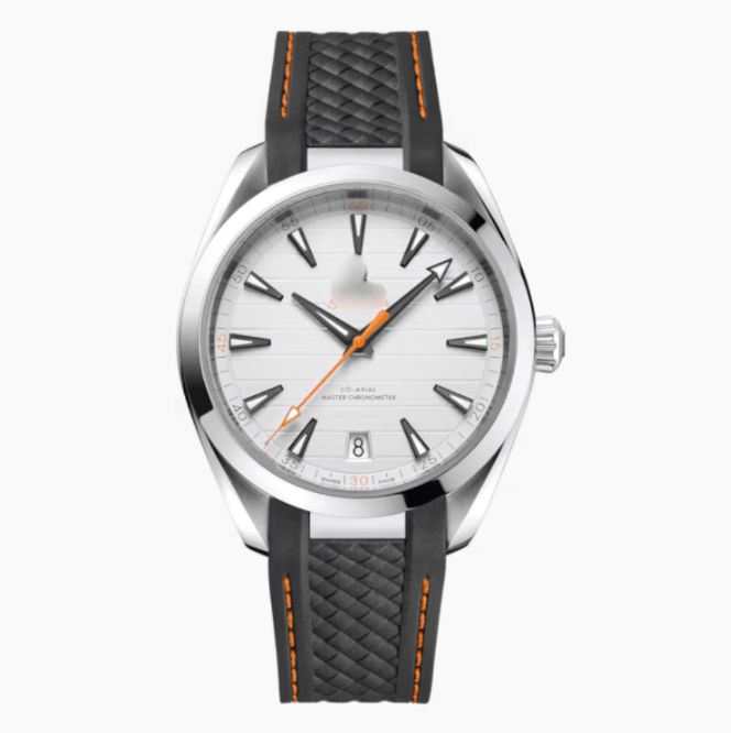OMGA Seamaster Aqua Terra – Stripe White Orange / Rubber Strap - Top Baltic Watches