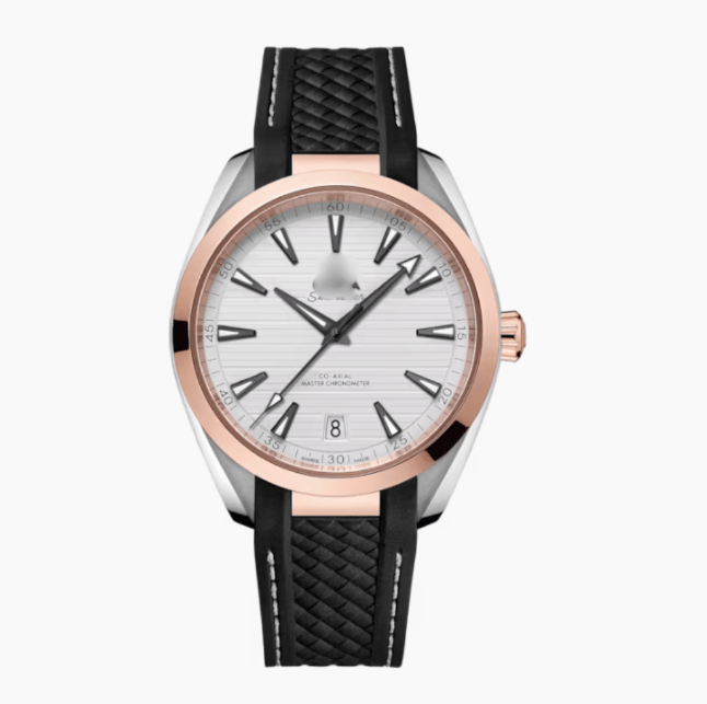 OMGA Seamaster Aqua Terra – White Black Rose Gold / Rubber Strap - Top Baltic Watches