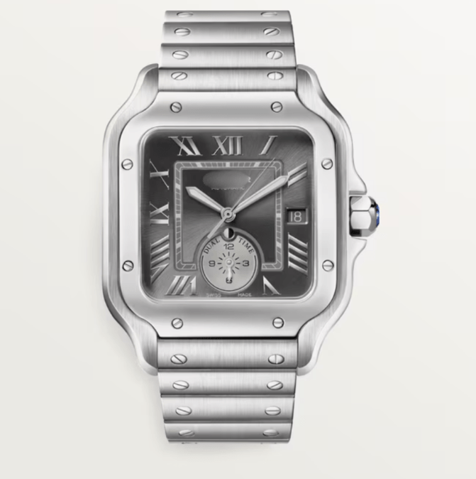 Santos de Crtier Dual Time - Black Silver - Top Baltic Watches